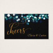 ドリンクチケット、金ゴールドスクリプトおよびティール(緑がかった色)《写真》ぼけ味 (裏面)