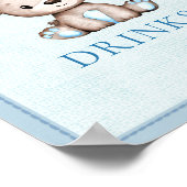 ドリンクテーブルキュートブラウンベア赤ちゃんシャワー ポスター (角)