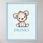ドリンクテーブルキュートブラウンベア赤ちゃんシャワー ポスター (正面)