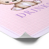 ドリンクテーブルキュート女の子パープルベアーベビーシャワー ポスター (角)