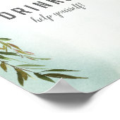 ドリンクテーブルグリーンホワイトローズベビー散水シャワー ポスター (角)