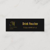 ドリンクバウチャーブラック&金ゴールド結婚ズカー企業のド スキニー名刺 (正面)