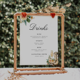 ドリンクバーブーツと泡状ブライダルシャワー標識 ポスター