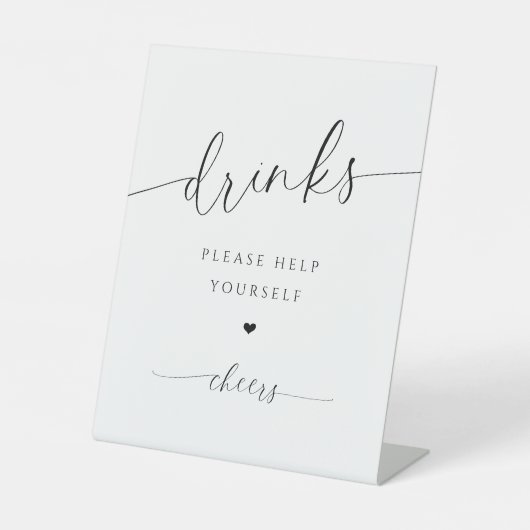 ドリンクバーモダンエレガントブライダルシャワー標識 台座サイン (正面)