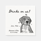 ドリンクパーソナライズされたオンシンプルドッグ結婚ズ スタンダードカクテルナプキン (正面)