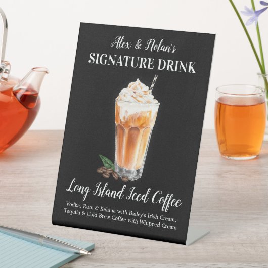 ドリンクパーソナライズされたサインロングアイスコーヒー 台座サイン (インサイチュ)