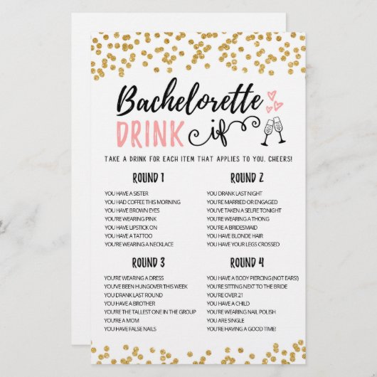 ドリンクパーソナライズされたバチェロレッテもし、Henパーティーゲーム (正面/裏面)