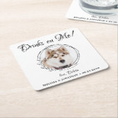 ドリンクパーソナライズされたMe Pet Photo Dog結婚's スクエアペーパーコースター (アングル)