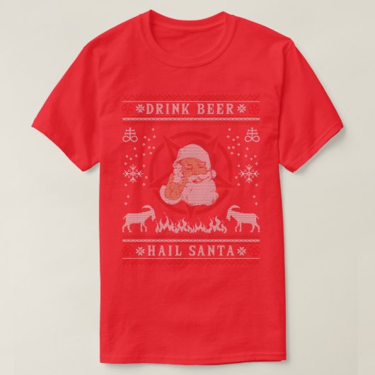 ドリンクビアハイルSatan I Baphomet Death Metal Tシャツ (デザイン正面)