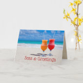 ドリンクビーチクリスマスシーズnグリーティングフォールディング カード (黄色い花)