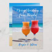 ドリンクビーチフロリダクリスマスフラットグリーティング シーズンカード (正面/裏面)