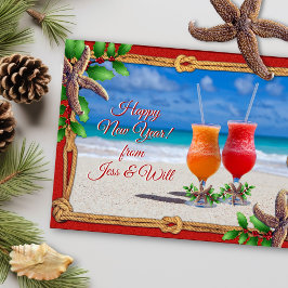ドリンクビーチホリディグリーティングカップル ポストカード