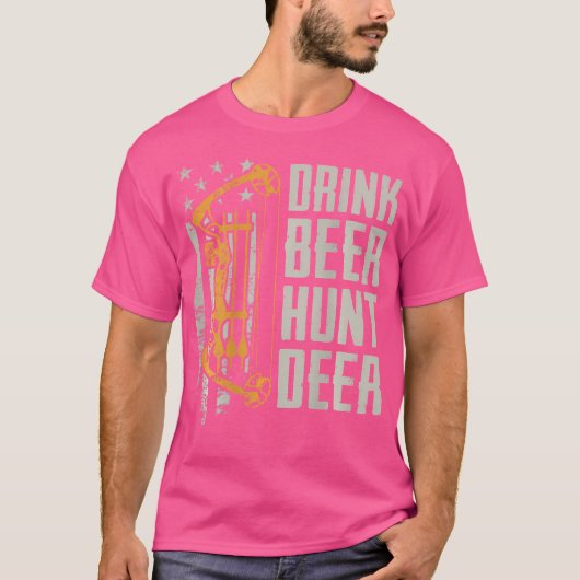 ドリンクビール狩りディアボウ狩りドリンクアーチェリーO Tシャツ (正面)