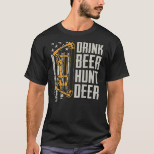 ドリンクビール狩りディアボウ狩り飲みアーチェリー Tシャツ