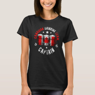 ドリンクビール缶カナダ旗飲むカナディアンチーム Tシャツ