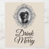 ドリンクベメリーフェスティバルホリデーシルバーフレームフォト ワインラベル (シングルラベル)