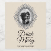 ドリンクベメリーフェスティバルホリデーシルバーフレームフォト ワインラベル (シングルラベル)