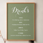 ドリンクメニュ結婚ーのセージ緑 ポスター<br><div class="desc">ドリンクバーメニューのサインのバナーのポスタ結婚ー、リハーサルのディナー、ブライダルシャワー、婚約などの大事な行事のためのセージ緑の背景。以下の店舗コレクションで一致する商品を確認。形状、もし紙スタイル違うが必要な場合は、[このテンプレートをカスタマイズ]オプションで[同じ]を選択し、</div>