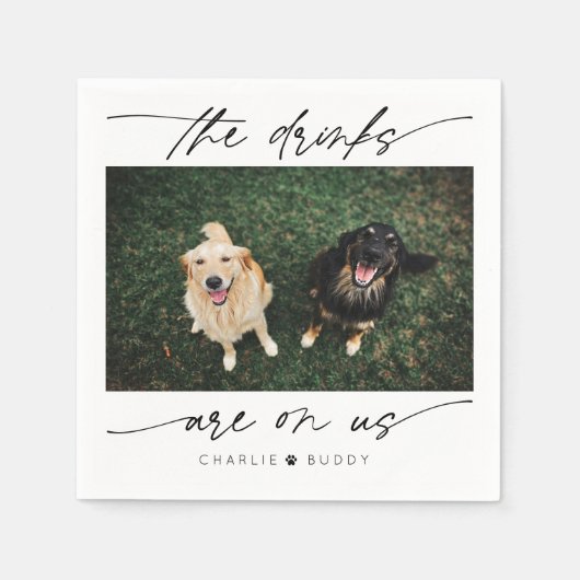 ドリンクモダンは私たちのペットの写真にある スタンダードカクテルナプキン (正面)