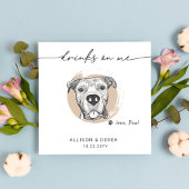 ドリンクモダンを飲む愛犬顔の結婚アートワーク スタンダードカクテルナプキン