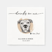 ドリンクモダンを飲む愛犬顔の結婚アートワーク スタンダードカクテルナプキン (正面)