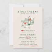 ドリンクモダンスケッチストックバーカップルシャワー 招待状 (正面)