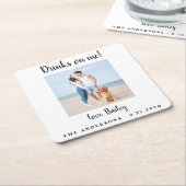 ドリンクモダンドッグフォトペット結婚ズ スクエアペーパーコースター (アングル)