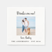 ドリンクモダンドッグフォトペット結婚ズ スタンダードカクテルナプキン (正面)