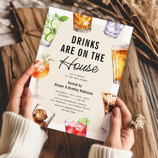 ドリンクモダン引っ越し祝いパーティーパーティー 招待状