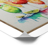 ドリンクモダン結婚メニューのカクテルイラストレーション ポスター (角)