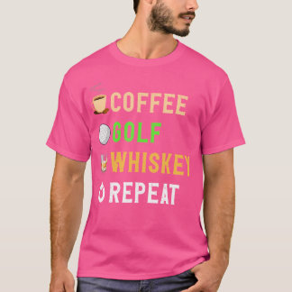 ドリンクラバーコーヒおもしろいーゴルフウイスキーのリピート Tシャツ