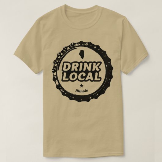 ドリンクローカルイリノイ工芸ビールボトルキャップT Tシャツ (デザイン正面)