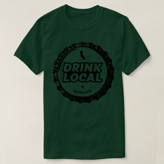 ドリンクローカルカリフォルニアクラフトビールボトルキャップ Tシャツ (デザイン正面)