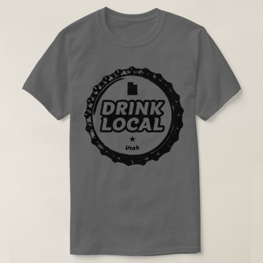 ドリンクローカルユタクラフトビールボトルキャップT Tシャツ (デザイン正面)