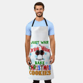ドリンクワインを焼くクリスマスクッキー、おもしろいクリスマス エプロン (着用した状態)