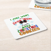 ドリンクワインベーククリスマスクッキー、クリスマスクッキー スクエアペーパーコースター (アングル)