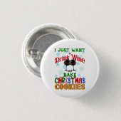 ドリンクワインベーククリスマスクッキー、ベーキングクリスマス 缶バッジ (正面&裏面)