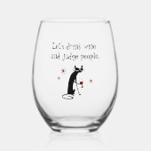 ドリンクワイン審査員おもしろい猫との引用文 ステムなしワイングラス (正面)
