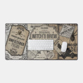 ドリンク不気味ラベルハロウィーン、ウィッチウィザード デスクマット (キーボード&マウス)