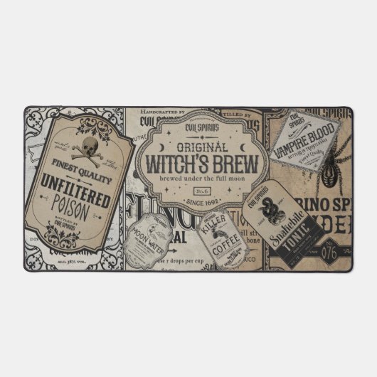 ドリンク不気味ラベルハロウィーン、ウィッチウィザード デスクマット (正面)