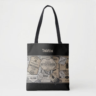 ドリンク不気味ラベルハロウィーン、ウィッチウィザード トートバッグ