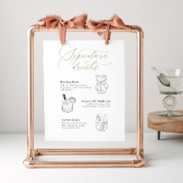 ドリンク付きシグネチャーカクテルサインイラスト ポスター