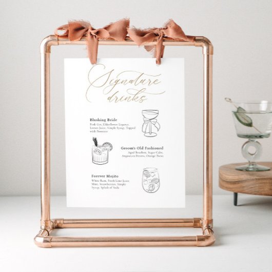 ドリンク付きシグネチャーカクテルサインイラスト ポスター