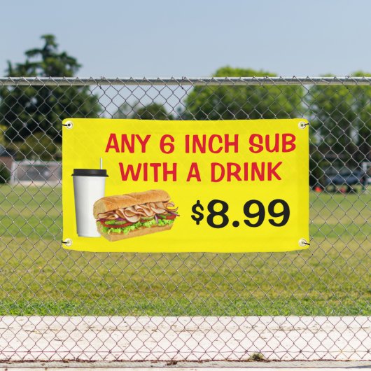 ドリンク付カスタマイズき任意の6インチサブ価格を追加 横断幕 (インサイチュ)