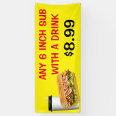 ドリンク付カスタマイズき任意の6インチサブ価格を追加 横断幕 (縦)