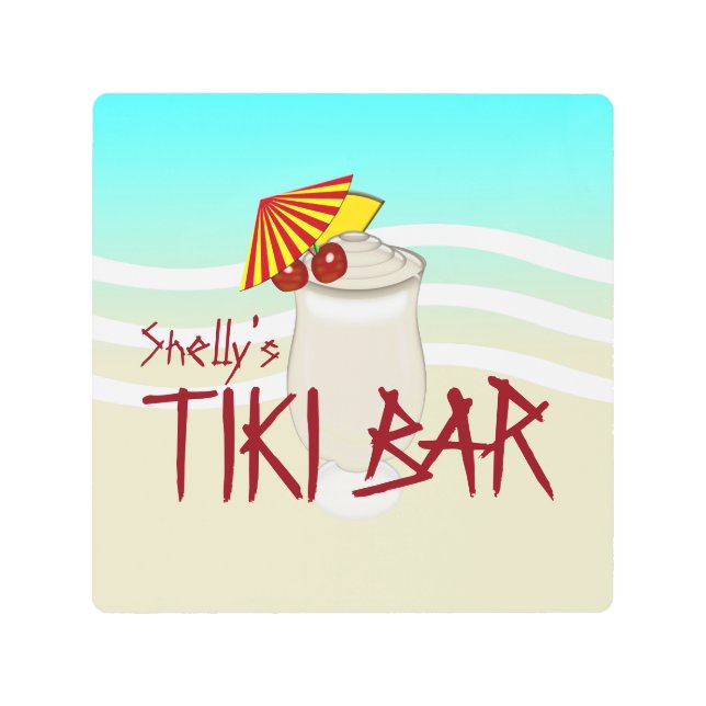 ドリンク凍っていネームTikiバー メタルプリント (正面)
