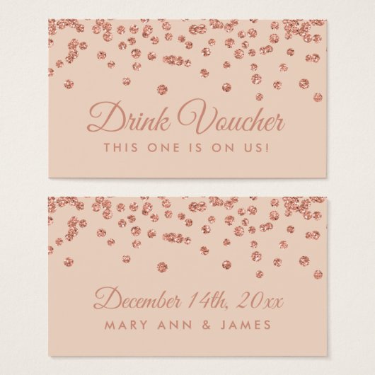 ドリンク券バラ金ゴールドグリッター紙吹雪赤面 (正面&裏面)