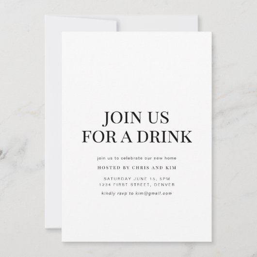 ドリンク引っ越し祝いパーティーパーティー招待状 招待状 (正面)