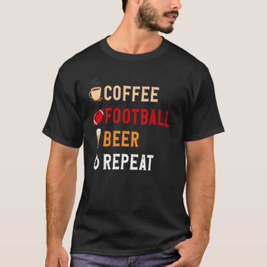 ドリンク愛おもしろい者コーヒー、サッカー、ビアリピートN Tシャツ (正面)