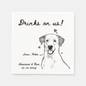 ドリンク描オンウスシンプルおもしろい犬結婚ズ スタンダードカクテルナプキン (正面)